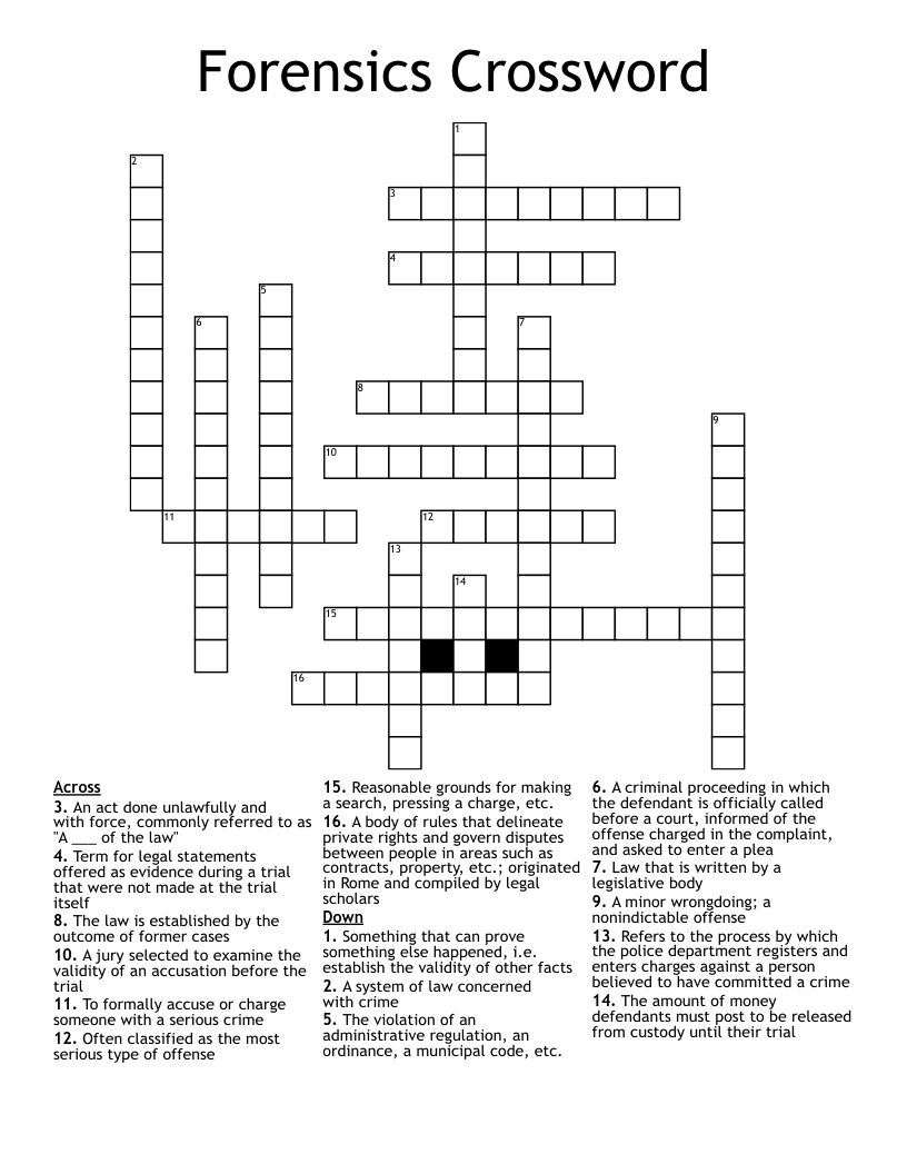 Forensics Crossword
