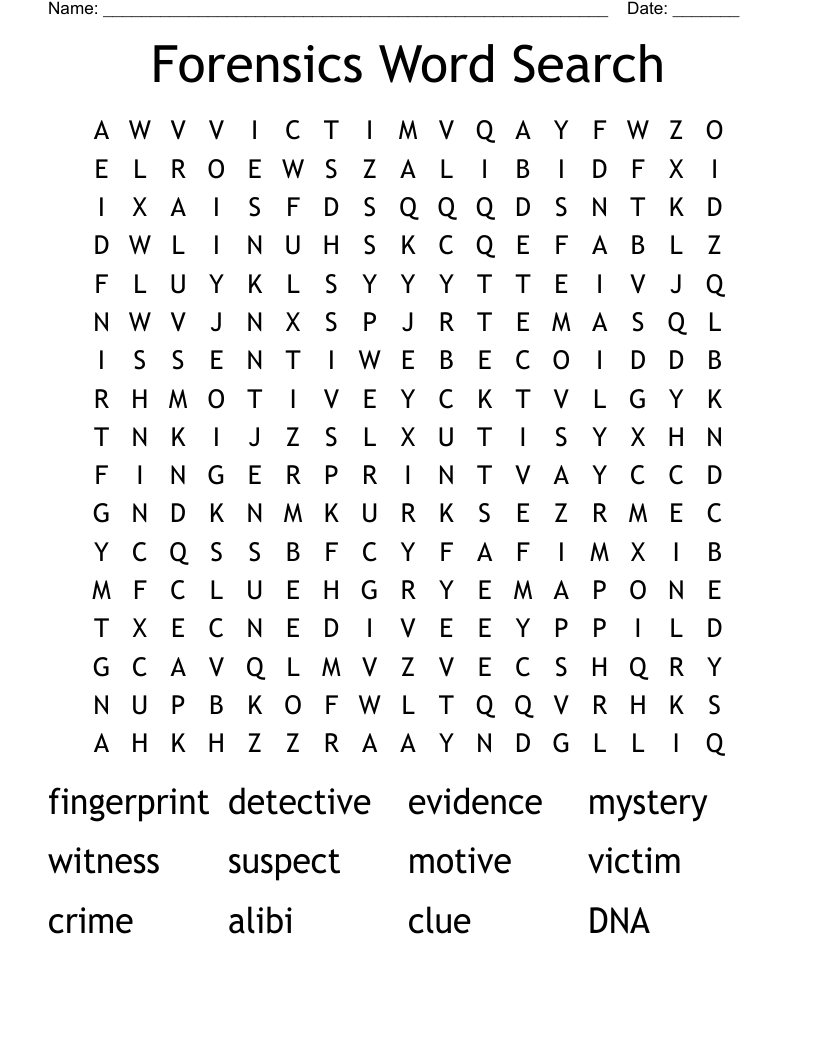 Forensics Word Search