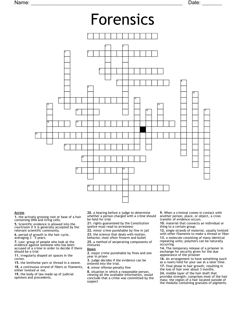 Forensics  Crossword