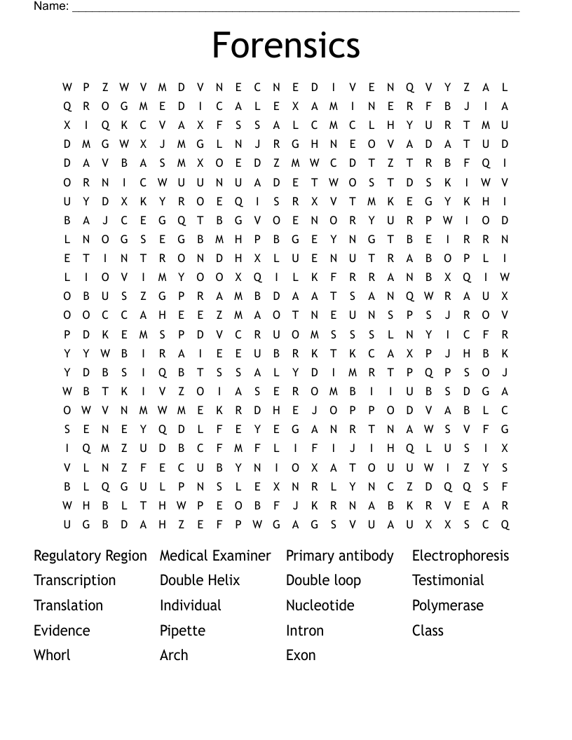 Forensics  Word Search