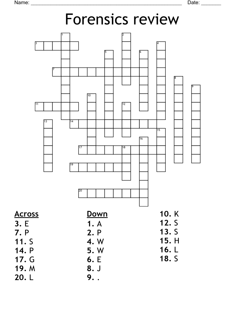 Forensics review Crossword