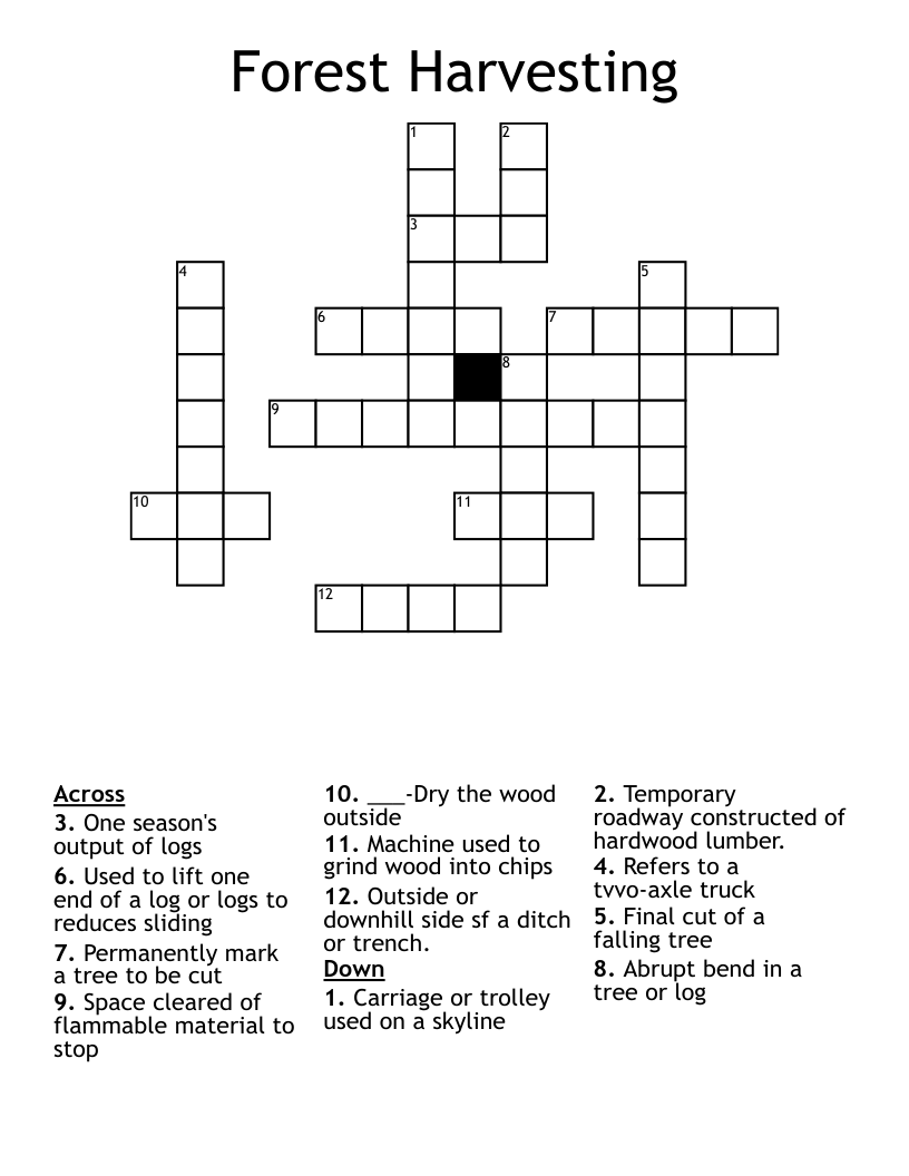 Forest Harvesting Crossword