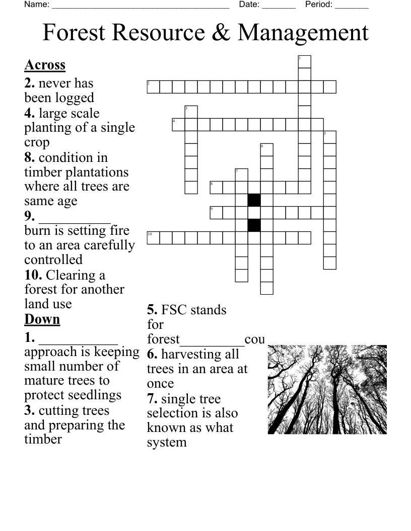 Forest Resource & Management Crossword