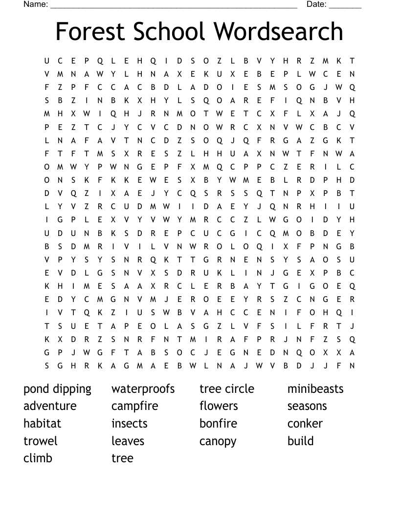 Forest  School Wordsearch