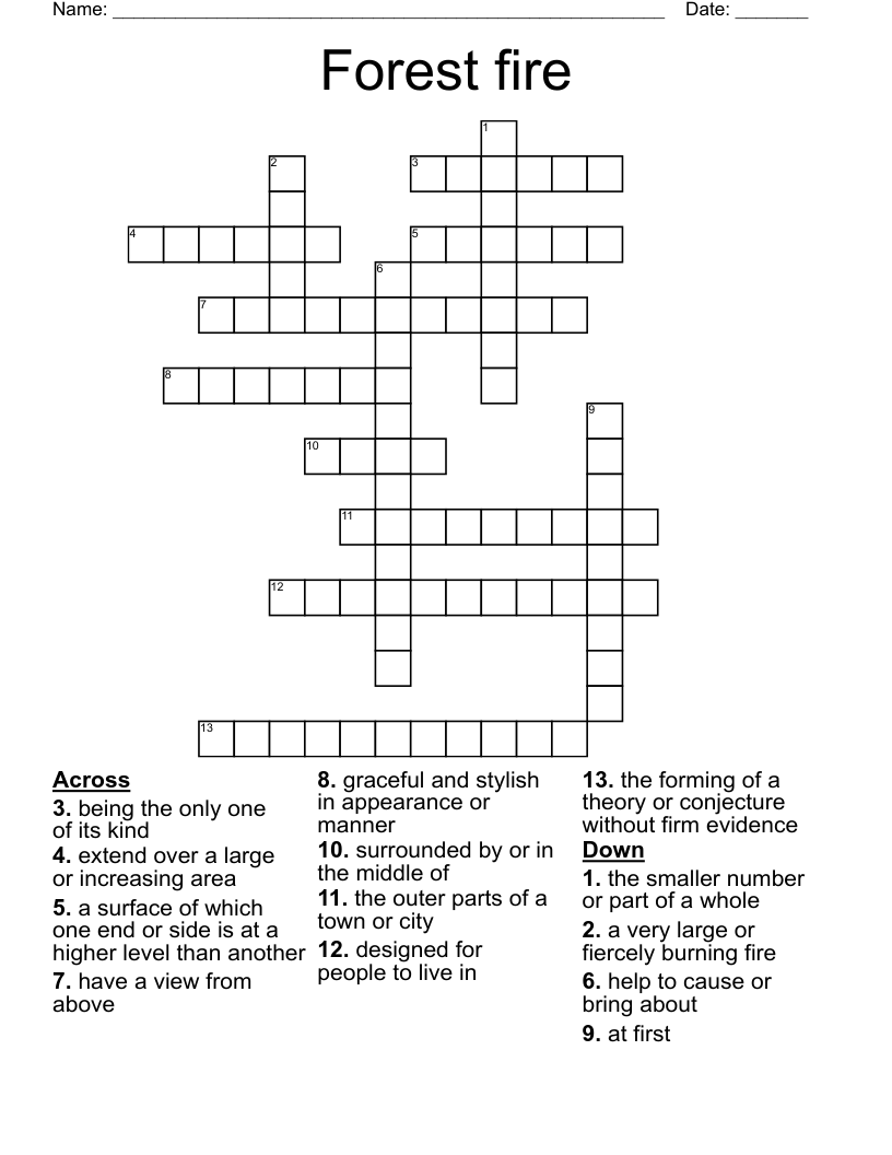 Forest fire  Crossword