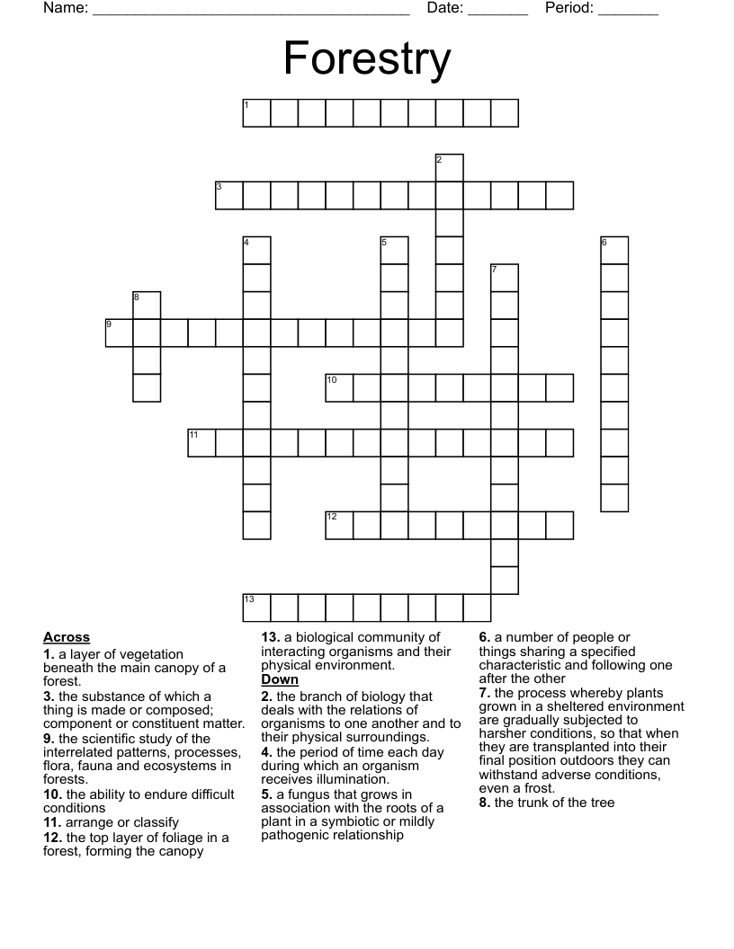 Forestry Crossword
