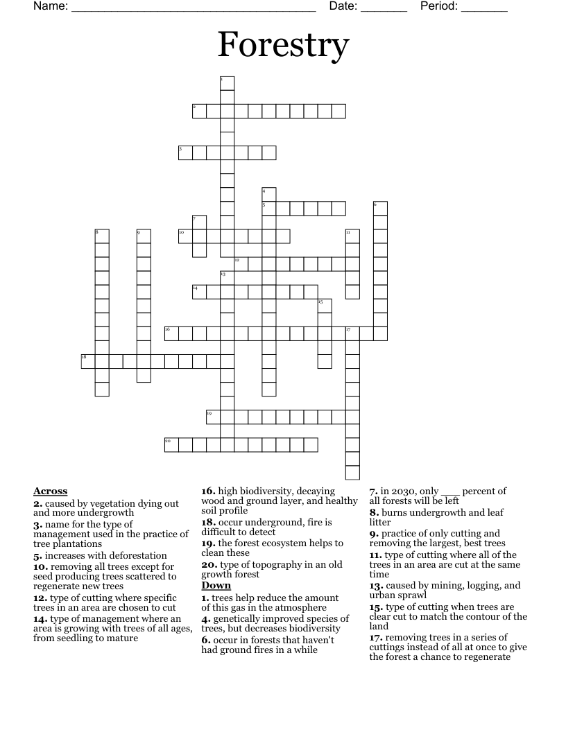 Forestry Crossword