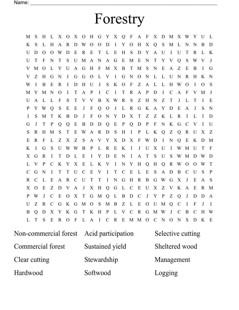 Forestry Word Search