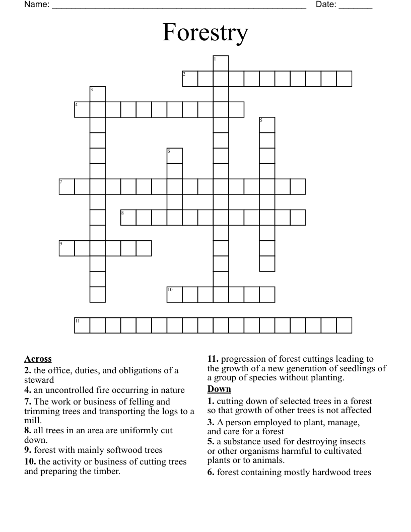 Forestry Crossword