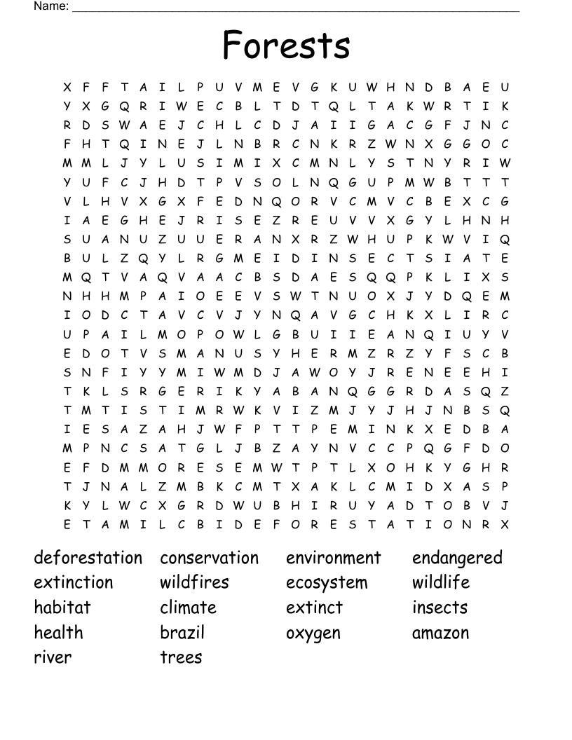 Forests Word Search