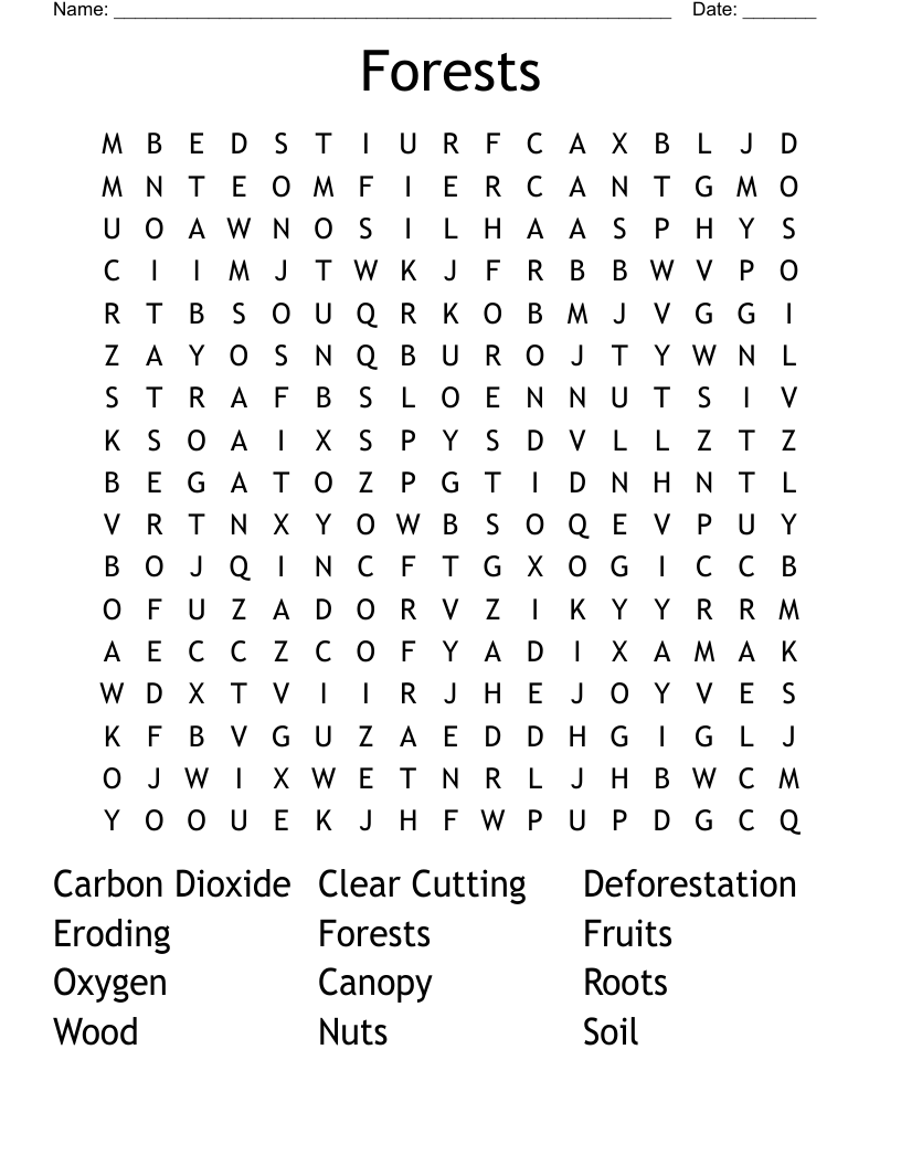 Forests Word Search