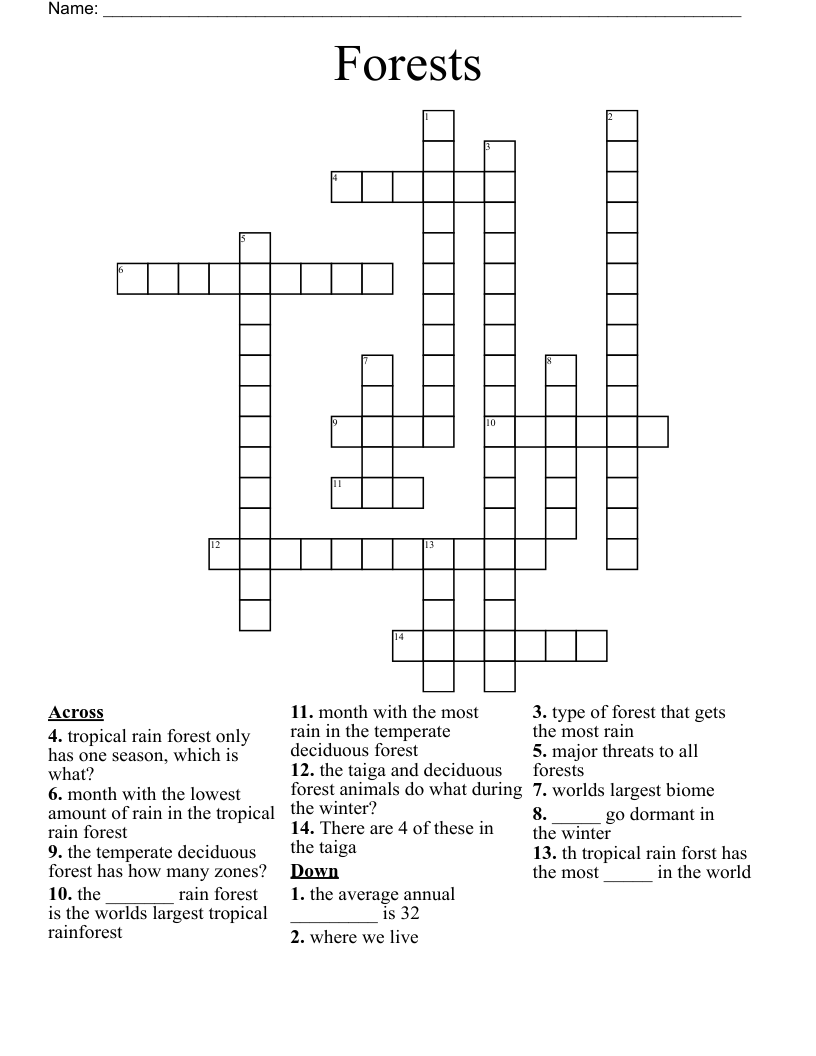 Forests Crossword