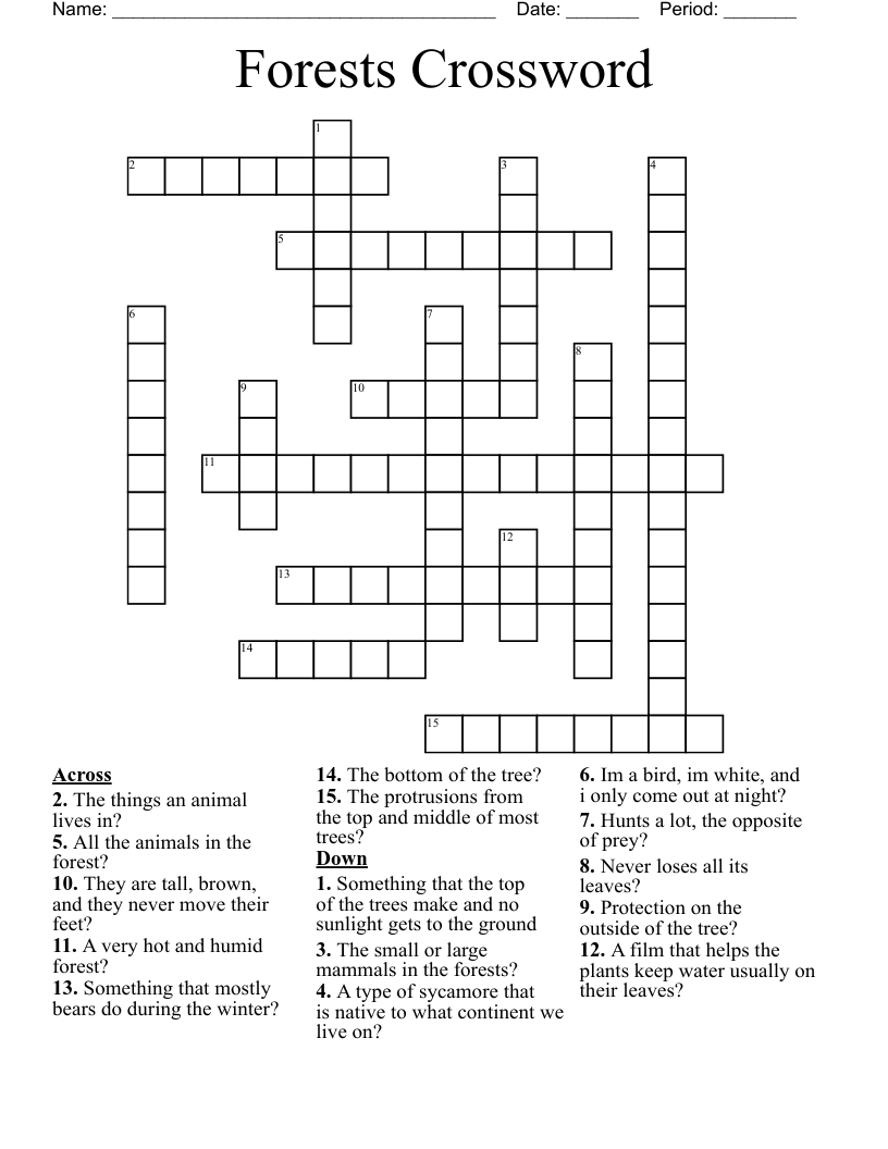 Forests Crossword 