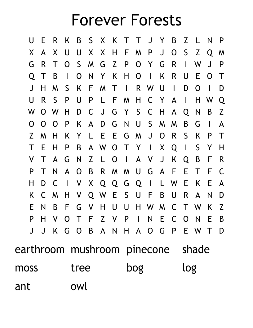 Forever Forests Word Search