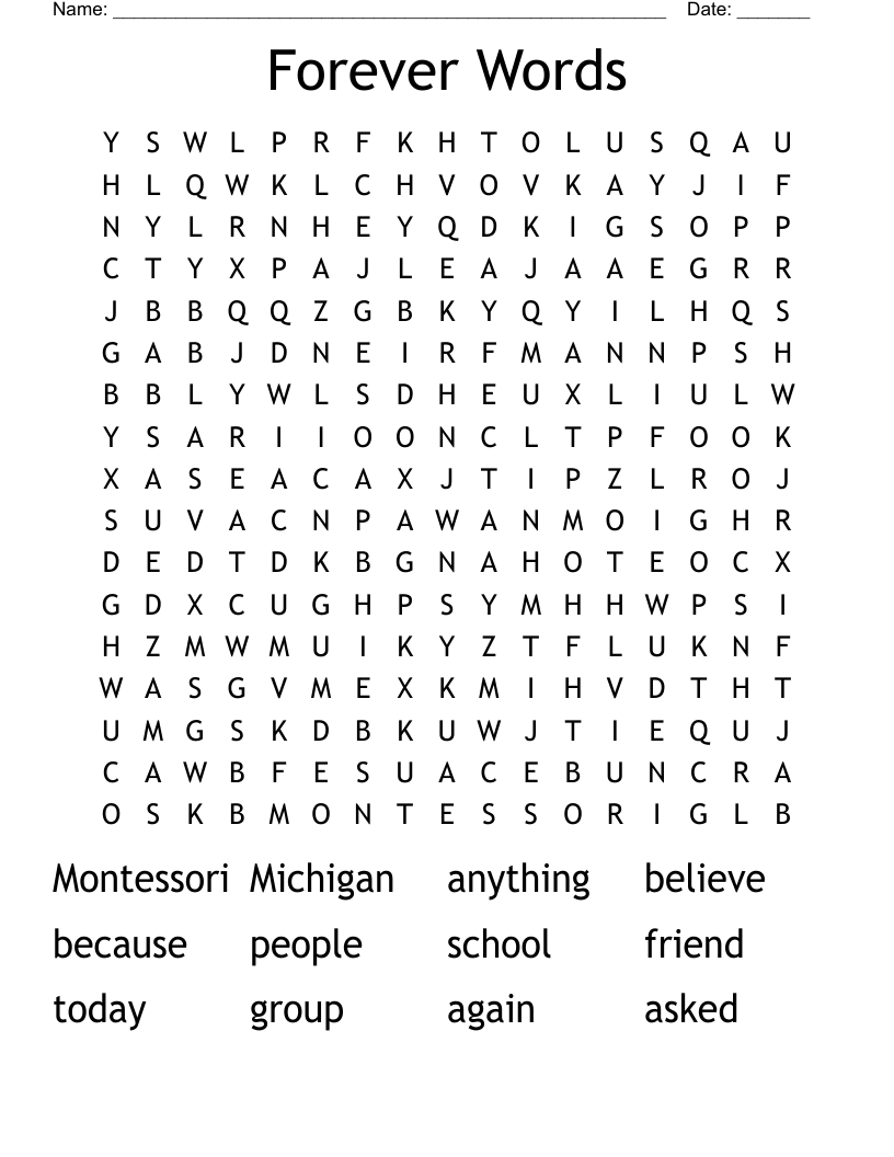 Forever Words Word Search