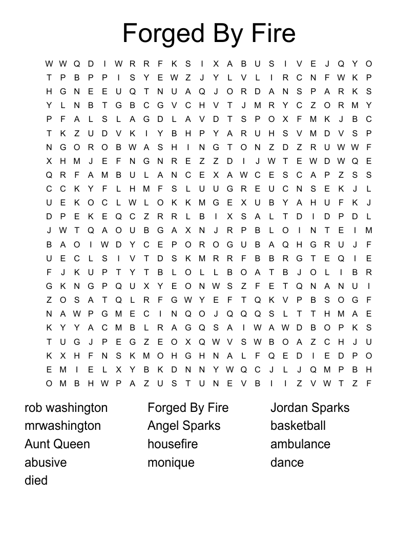 Forged By Fire Word Search