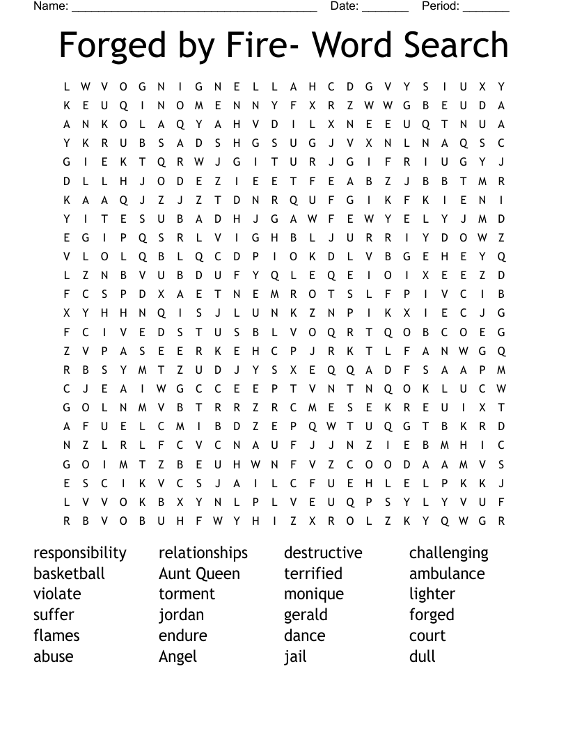 Forged by Fire- Word Search