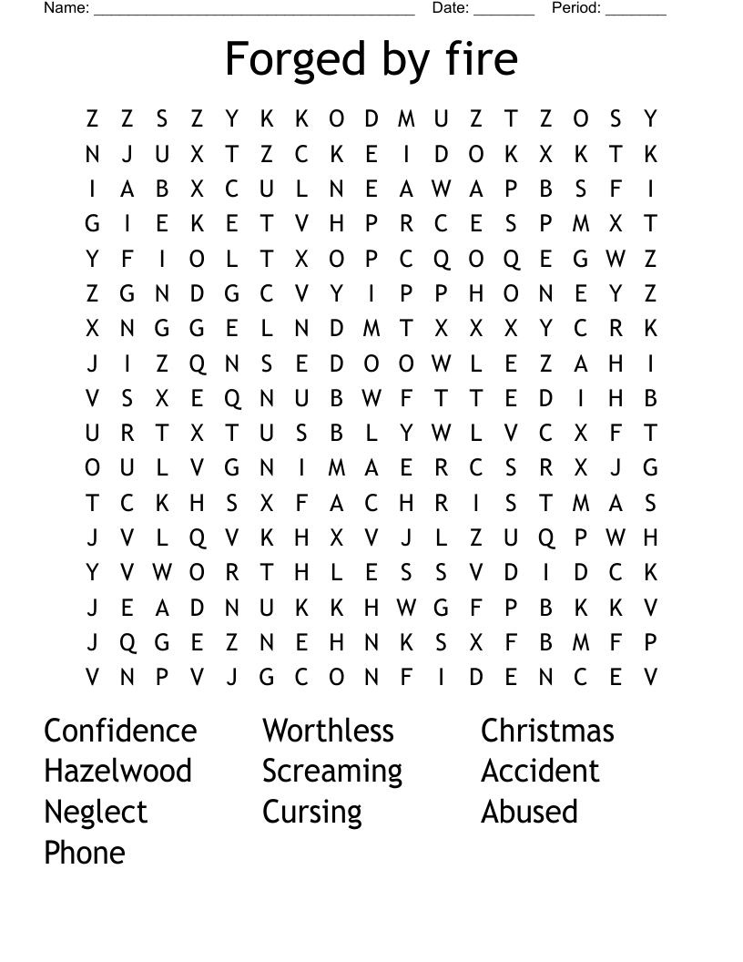 Forged by fire  Word Search