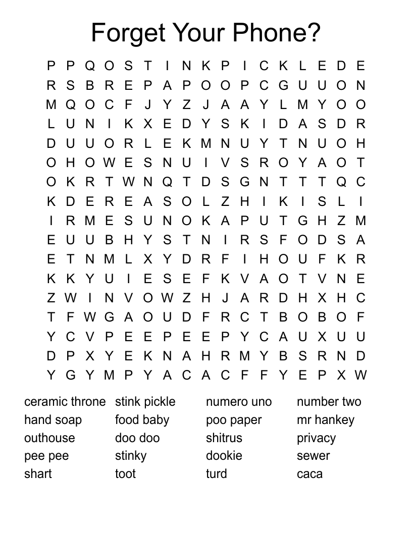 Forget Your Phone? Word Search