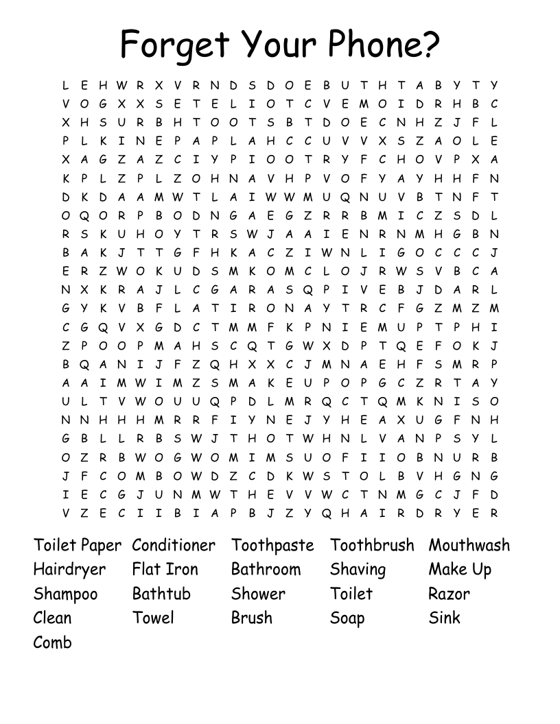 Forget Your Phone? Word Search