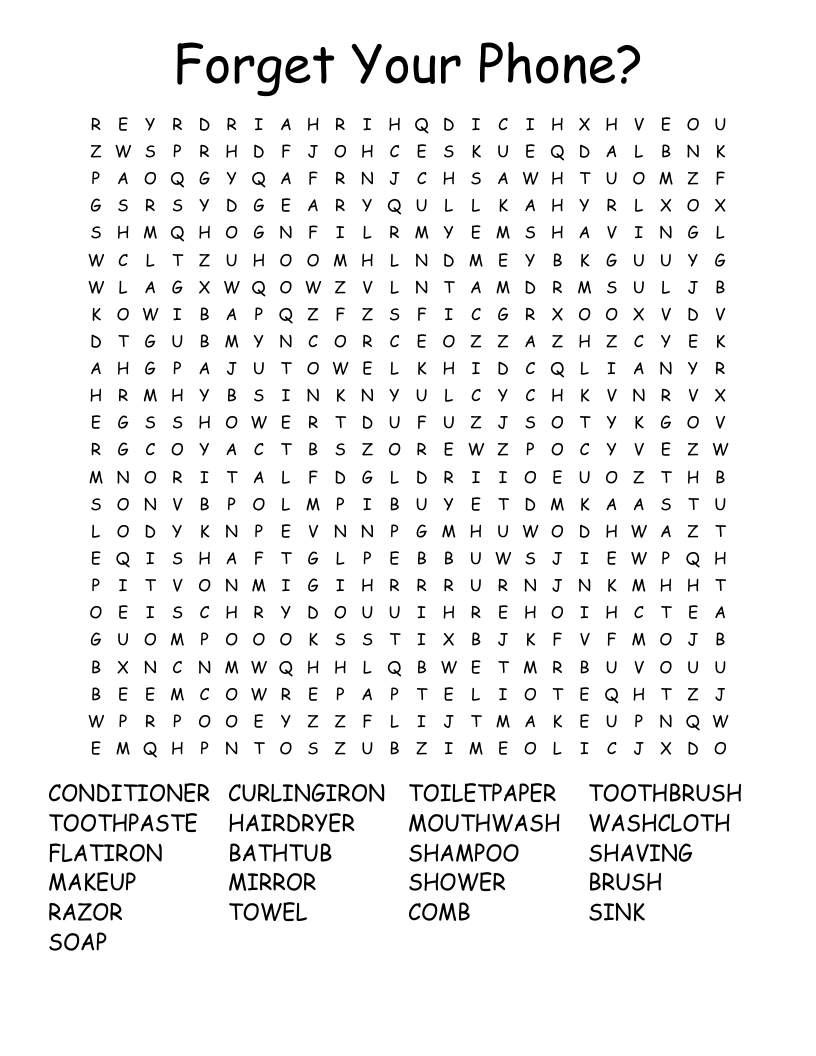 Forget Your Phone? Word Search