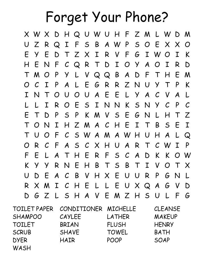 Forget Your Phone? Word Search