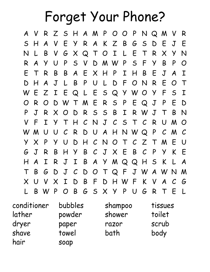 Forget Your Phone? Word Search