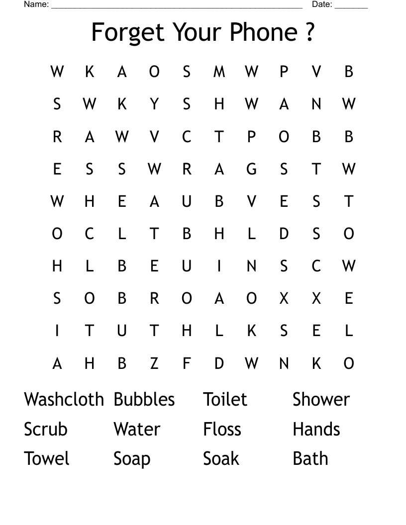 Forget Your Phone ? Word Search