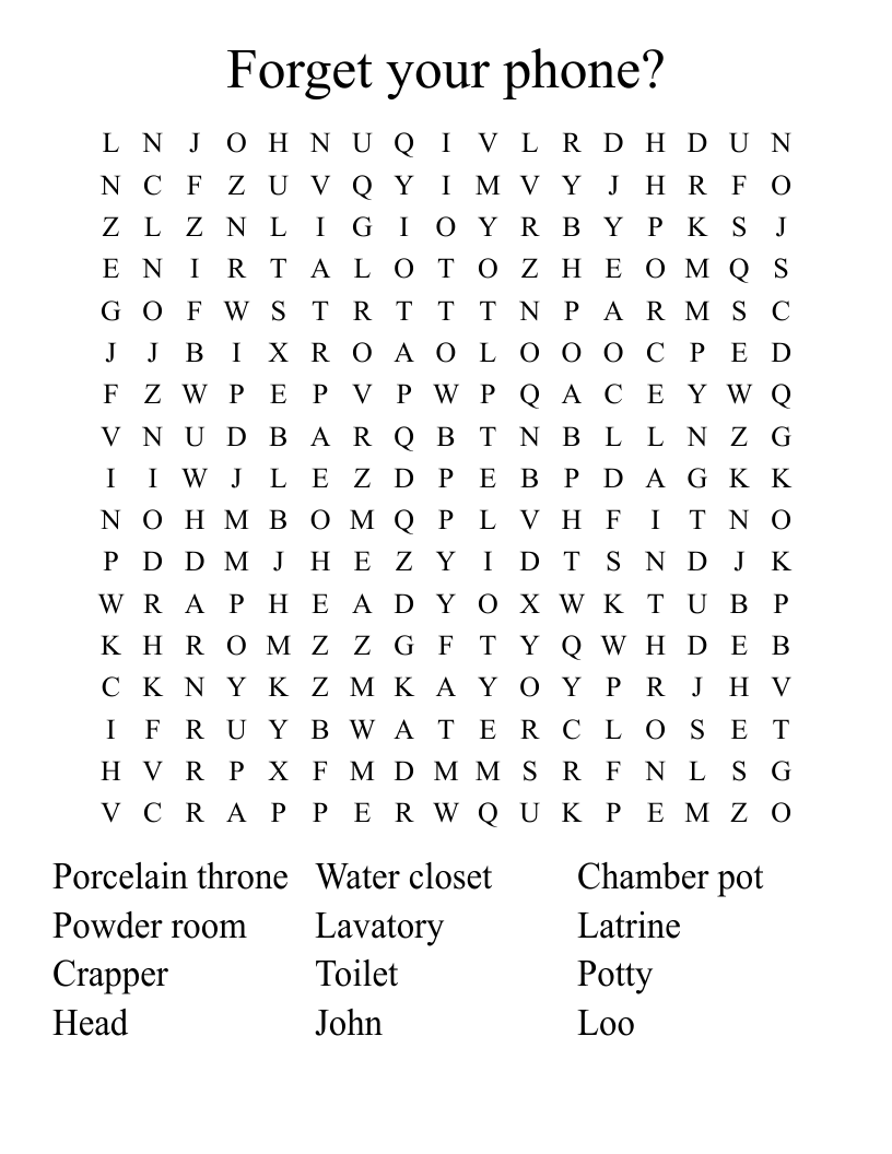 Forget your phone? Word Search