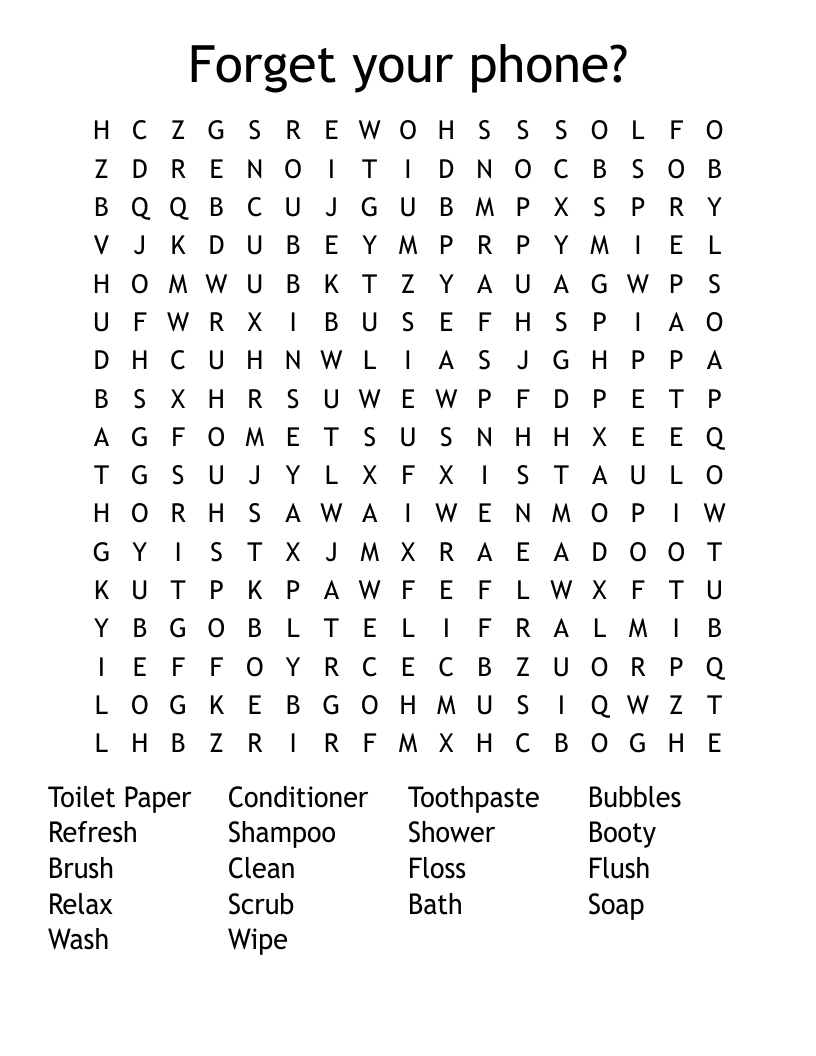 Forget your phone? Word Search