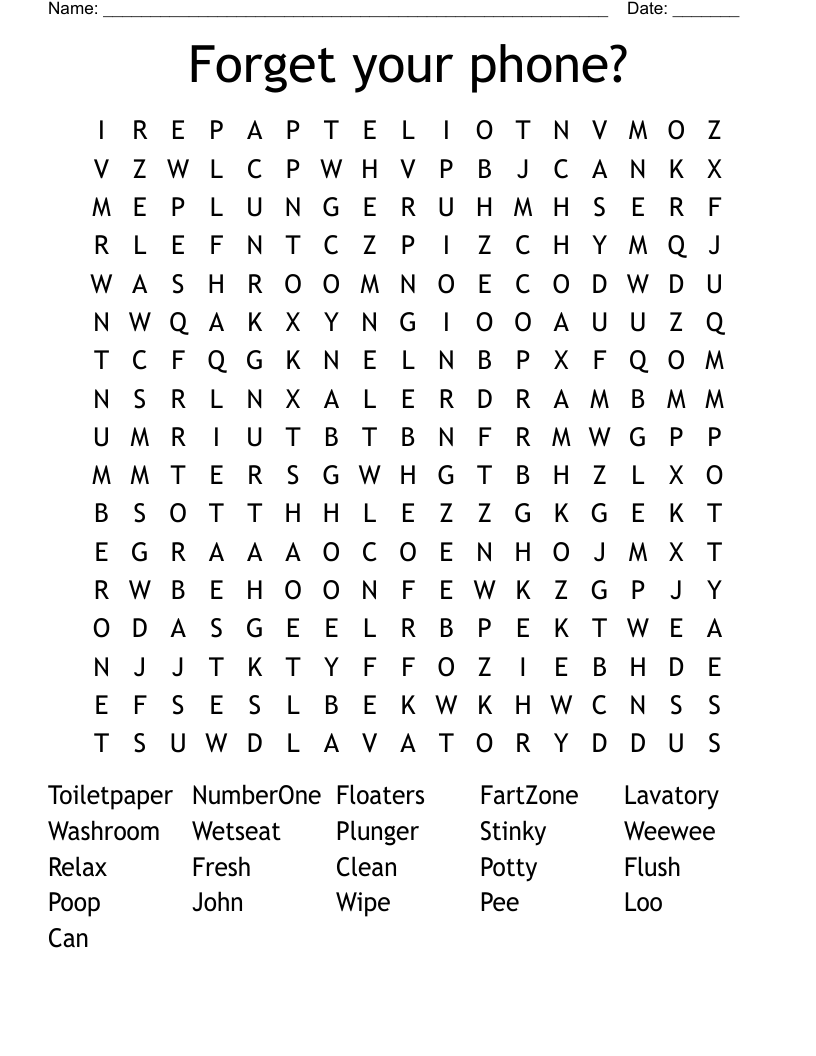 Forget your phone? Word Search