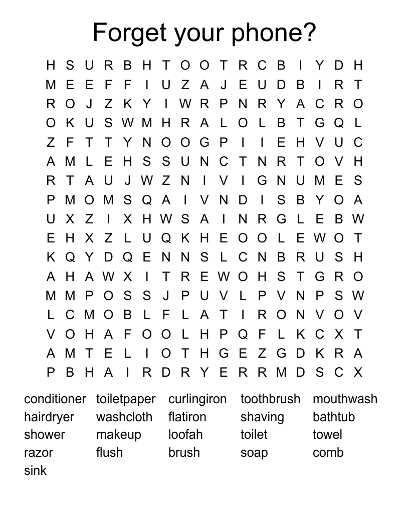 Forget your phone? Word Search