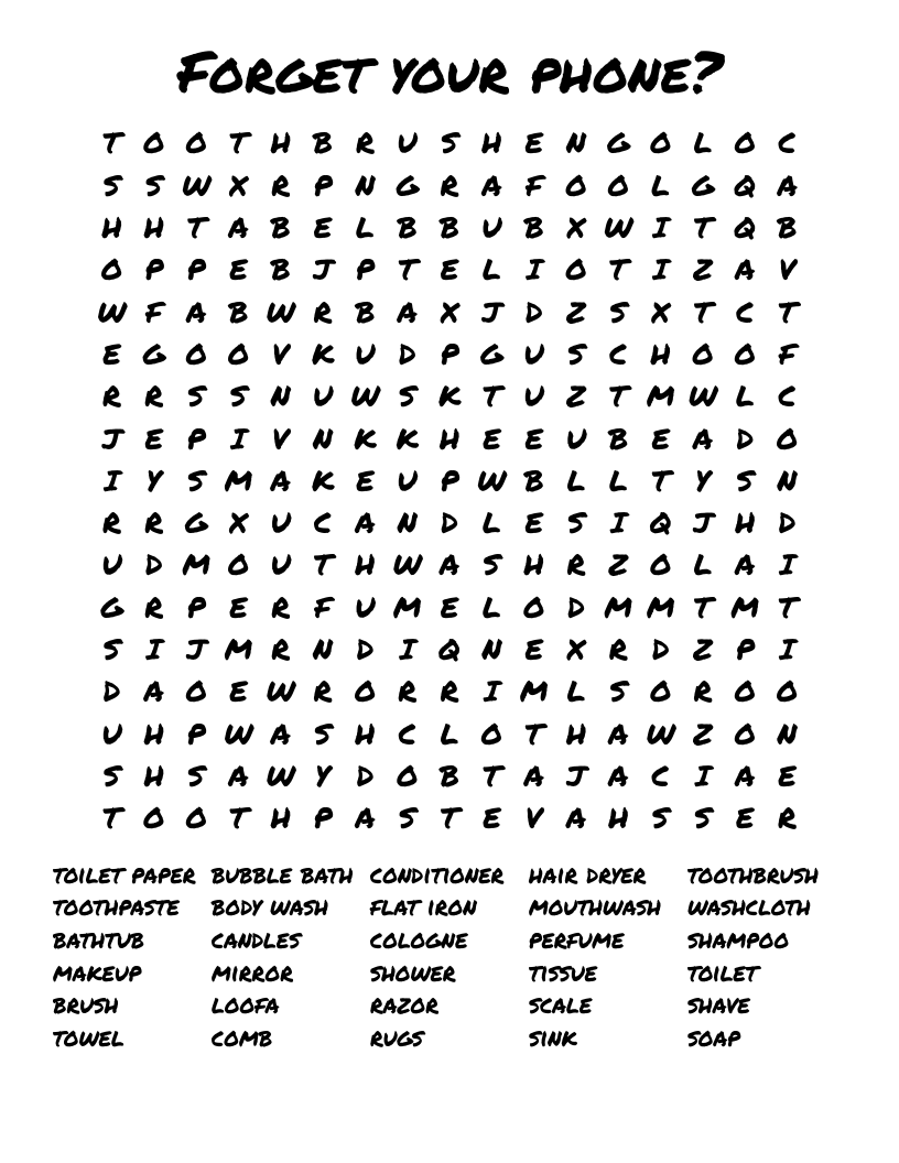 Forget your phone? Word Search
