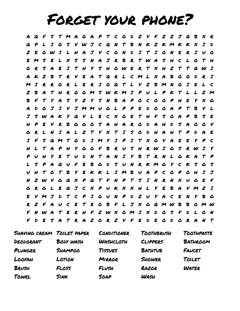Forget your phone? Word Search