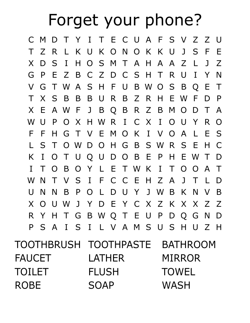 Forget your phone? Word Search