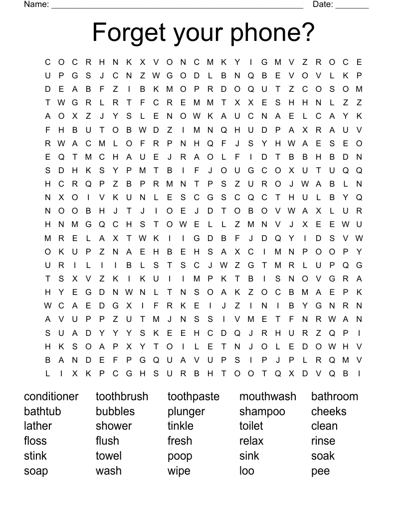 Forget your phone? Word Search