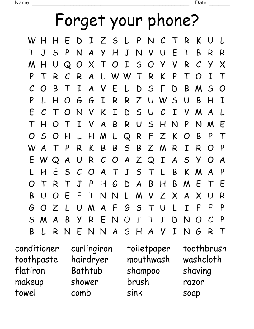Forget your phone? Word Search