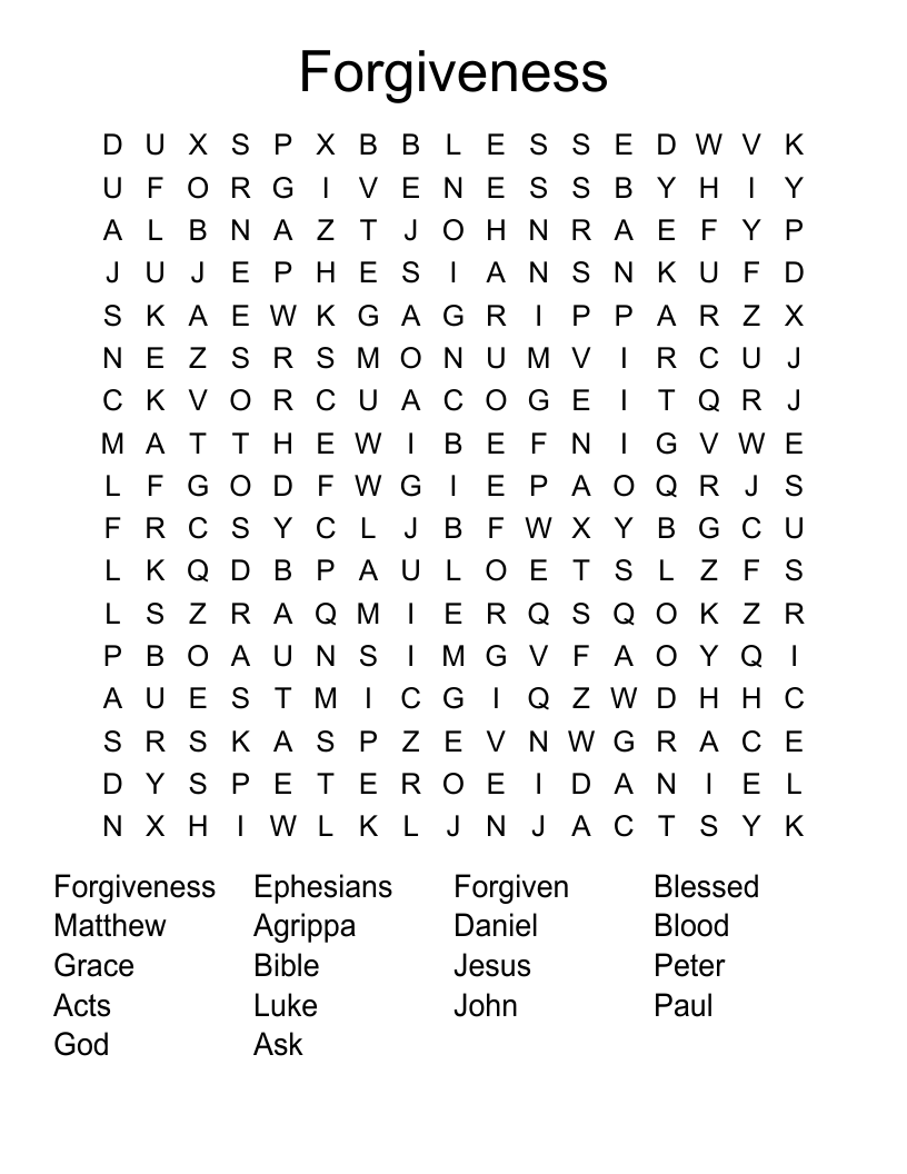 Forgiveness Word Search