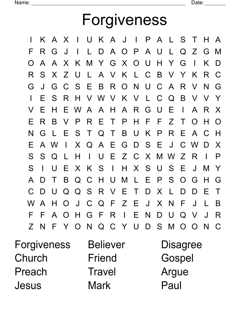 Forgiveness Word Search