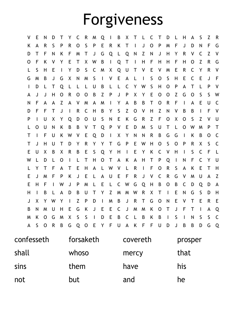 Forgiveness Word Search