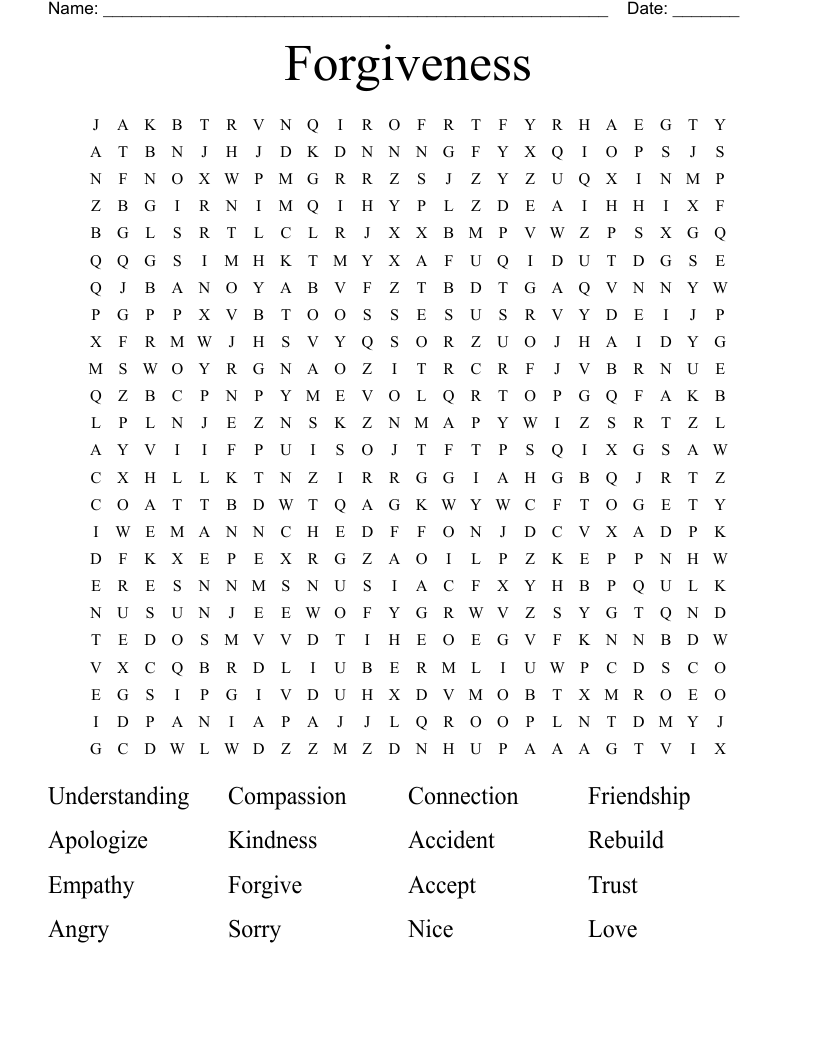 Forgiveness Word Search
