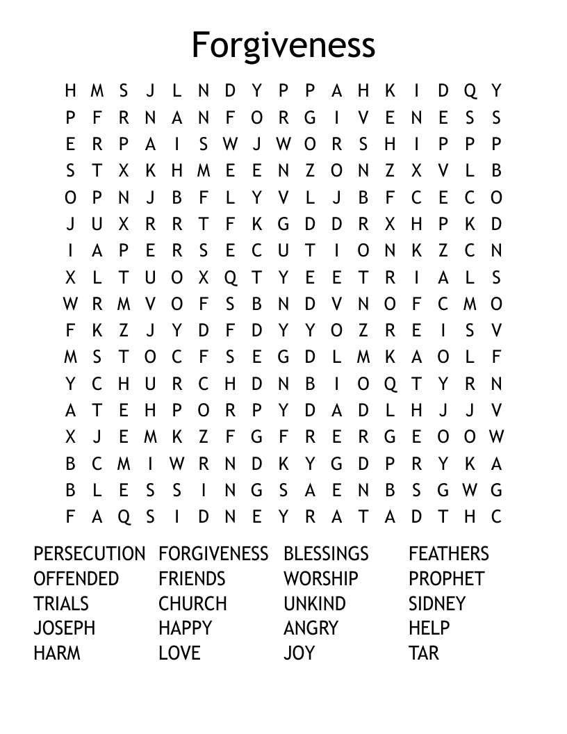 Forgiveness Word Search