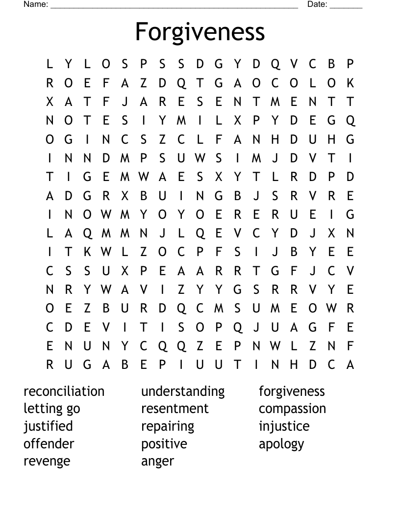 Forgiveness Word Search