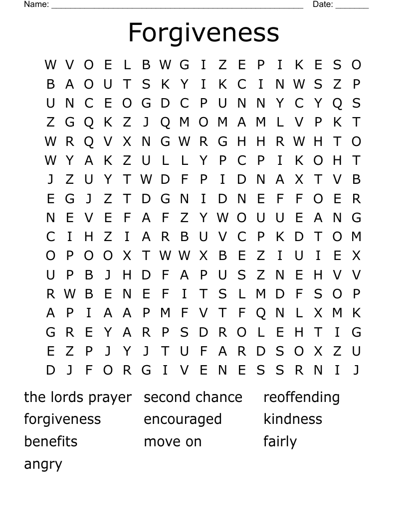 Forgiveness Word Search