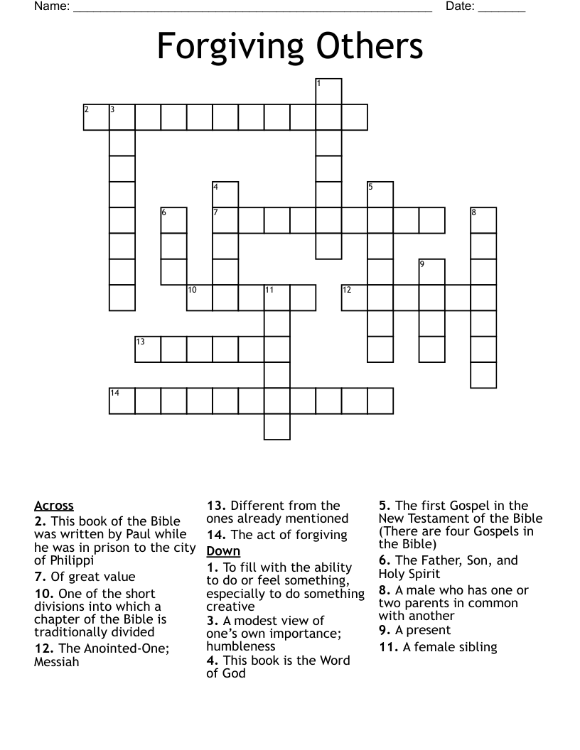 Forgiving Others Crossword