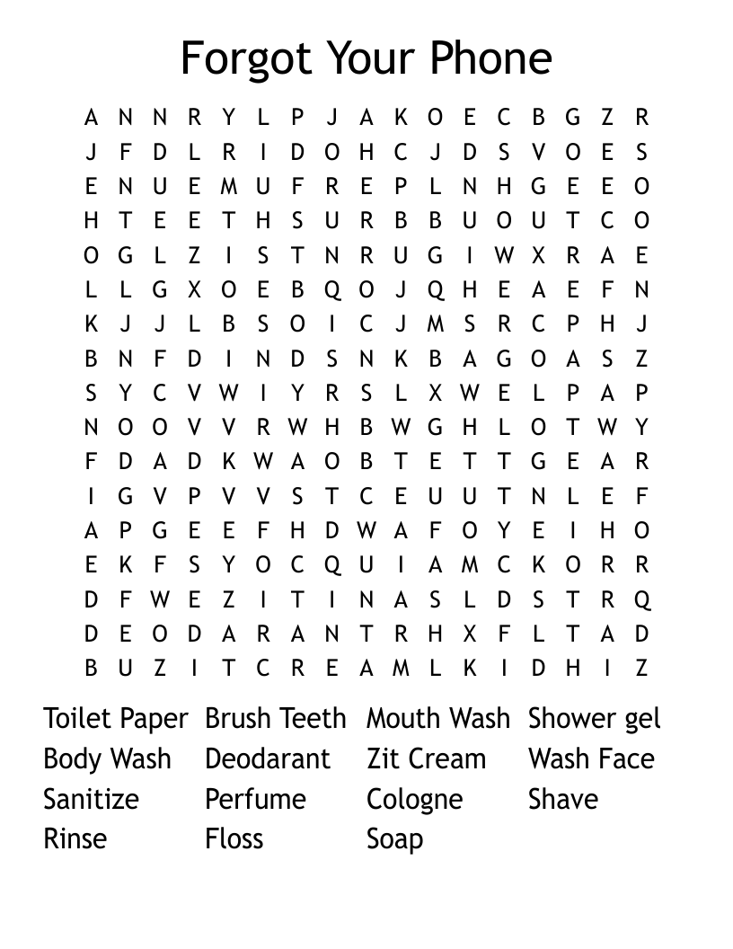 Forgot Your Phone Word Search