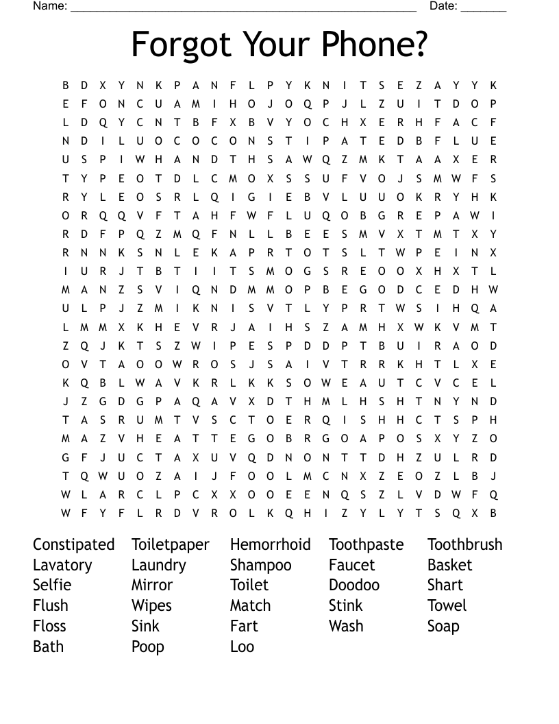 Forgot Your Phone? Word Search