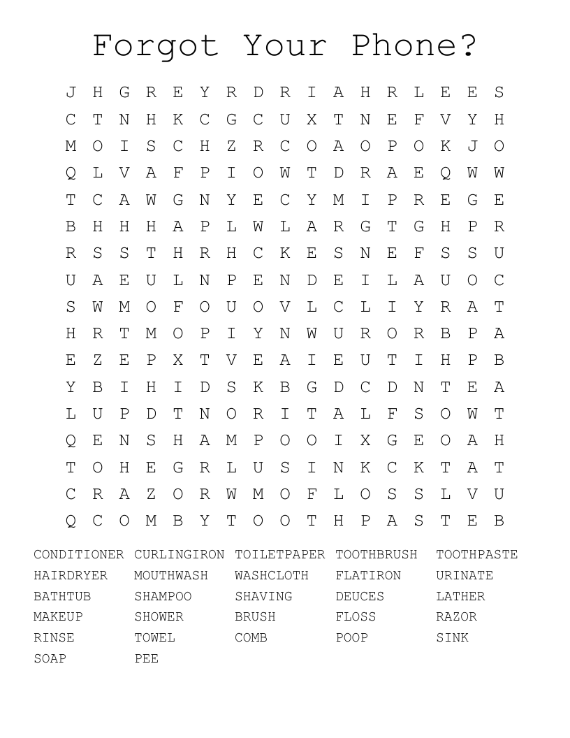 Forgot Your Phone? Word Search