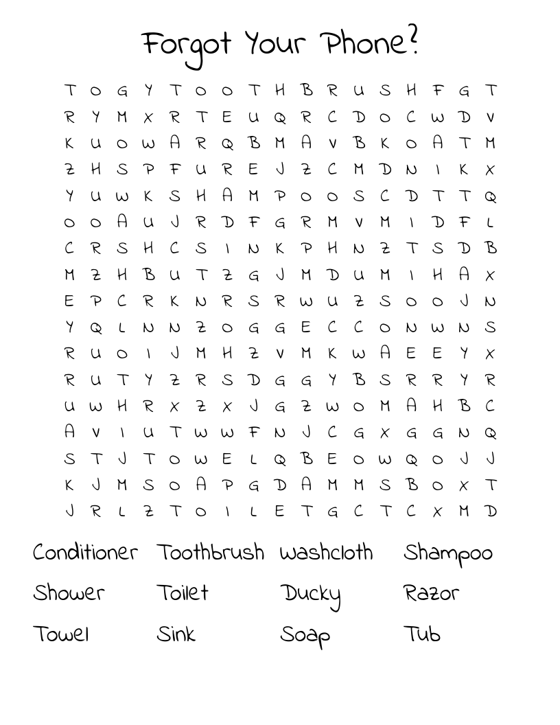 Forgot Your Phone? Word Search