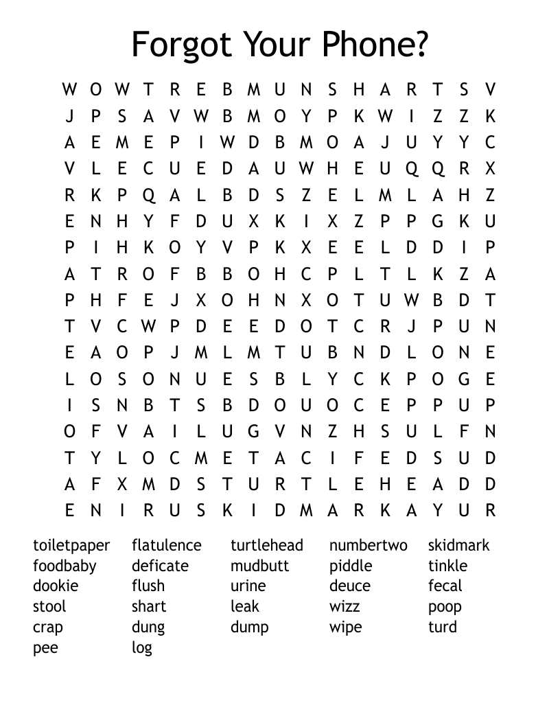 Forgot Your Phone? Word Search